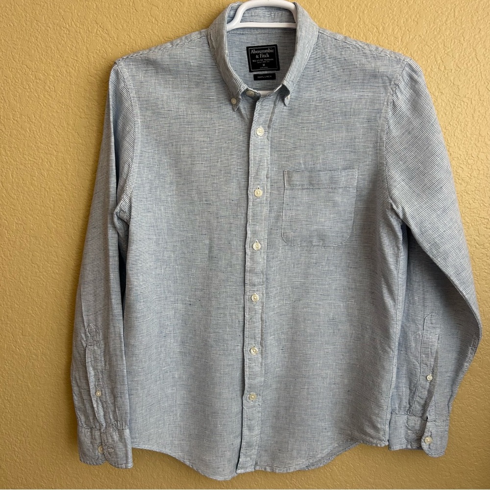 Abercrombie & Fitch Linen Long Sleeve Button Down Shirt